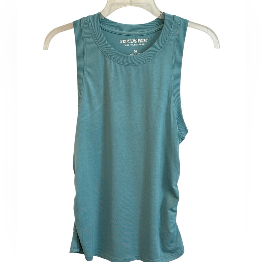 Teal Starting Point® Side Ruched Solid Tank Top- Size M (NWT)